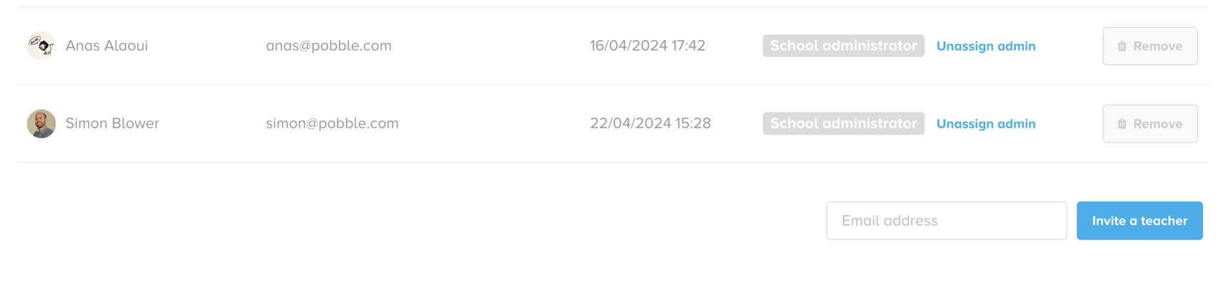 How do I add teachers to Pobble?